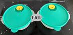 Set van twee Tupperware Crystal wave kommen 1,5 ltr, Ophalen of Verzenden, Zo goed als nieuw, Groen, Bak of Kom