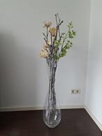 VERSCHILLENDE HOGE VAZEN INC KUNSTBLOEMEN, Huis en Inrichting, Woonaccessoires | Vazen, Ophalen, Gebruikt, Overige kleuren, Glas