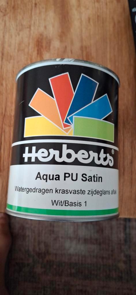 Herberts Aqua PU Satin Lak - RAL 9003 - 1 Liter, Doe-het-zelf en Verbouw, Verf, Beits en Lak, Gebruikt, Lak, Minder dan 5 liter