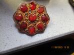 *gouden *broche*met*roosdiamant*bloedsteen, Ophalen of Verzenden, Goud
