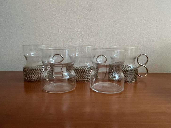 5 'Tsaikka' theeglazen Timo Sarpaneva Iittala 1957 i.z.g.s, Antiek en Kunst, Antiek | Glas en Kristal, Ophalen of Verzenden