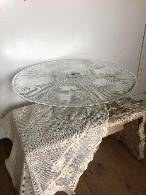 Glazen taartplateau, Antiek en Kunst, Curiosa en Brocante, Ophalen of Verzenden