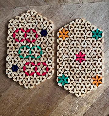 Vintage Houten bamboe Onderzetters - Jaren 70 beschikbaar voor biedingen