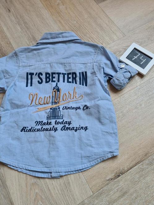 Baby Club blouse overhemd blauw wit maat 74, Kinderen en Baby's, Babykleding | Maat 74, Nieuw, Jongetje, Overhemdje of Bloesje