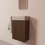 Fontein toiletmeubelonderkast - ribbel hout, Huis en Inrichting, Badkamer | Badkamermeubels, Overige typen, Nieuw, Minder dan 25 cm