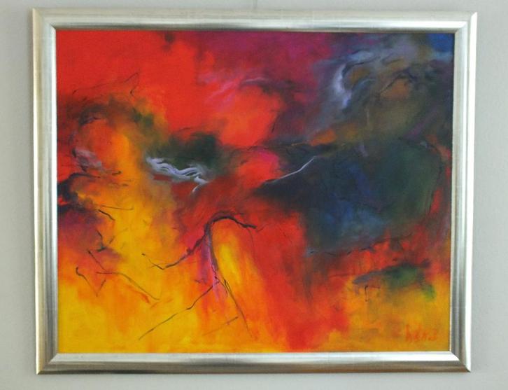 ABSTRACT GESIGNEERD EN MOOI INGELIJST, Antiek en Kunst, Kunst | Schilderijen | Abstract, Ophalen