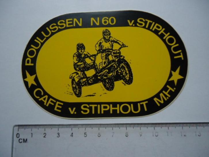 sticker oud Motorcross zijspan sidecar cross Poulussen N60, Verzamelen, Stickers, Zo goed als nieuw, Bedrijf of Vereniging, Verzenden