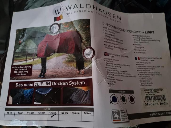 Regendeken 0 grams 135/ 185 Waldhausen, Dieren en Toebehoren, Paarden en Pony's | Dekens en Dekjes, Gebruikt, Deken, Ophalen of Verzenden