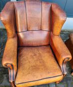 Karaktervolle schapenleren oor fauteuil + GRATIS BEZORGING, Huis en Inrichting, Fauteuils, Chesterfield, Gebruikt, Leer, Ophalen of Verzenden