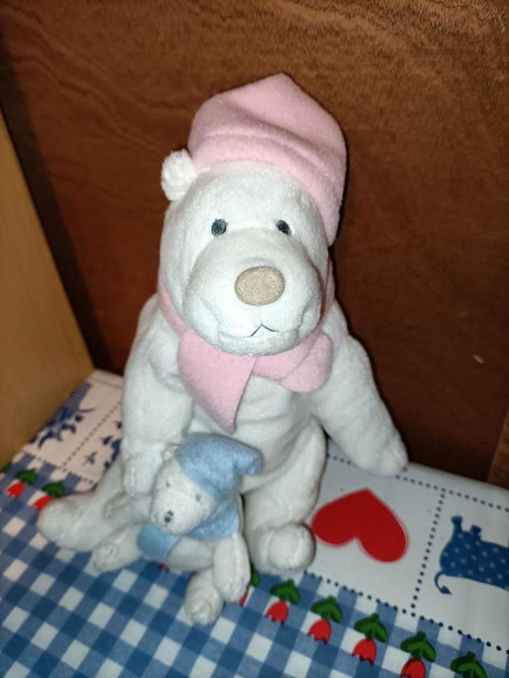 Evora witte ijsbeer met kind knuffel 26.5 cm groot, Kinderen en Baby's, Speelgoed | Knuffels en Pluche, Ophalen of Verzenden