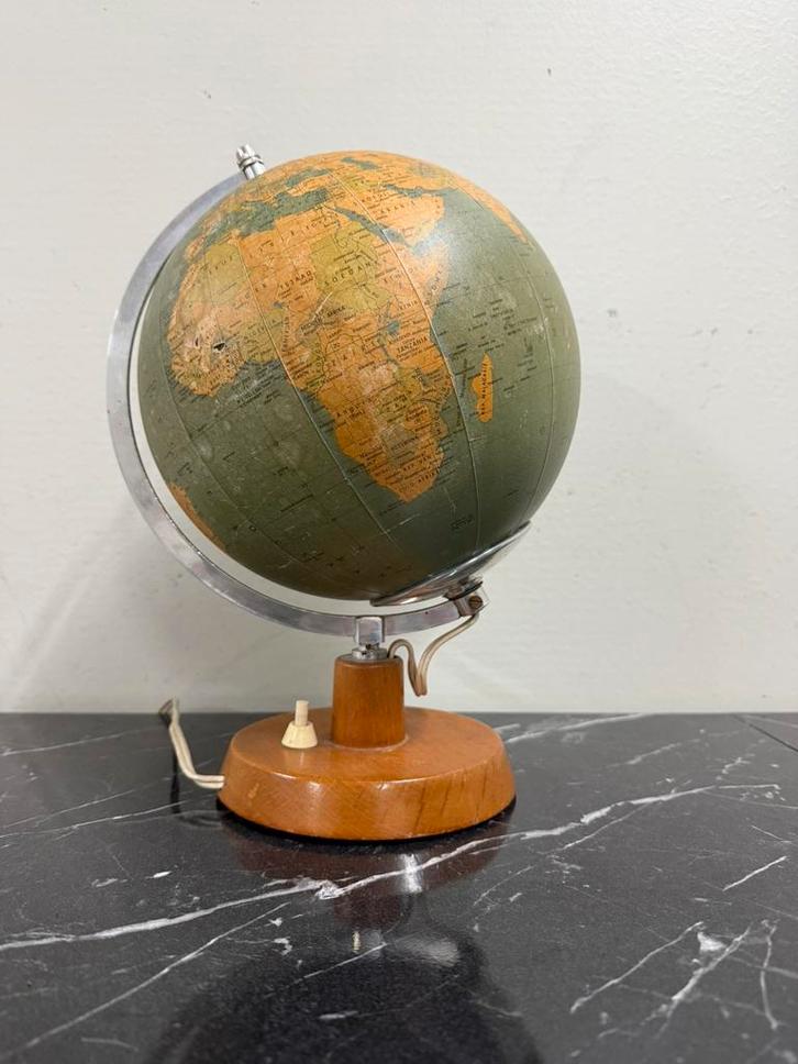 Vintage Räth glazen Globe -1972 DDR, Huis en Inrichting, Woonaccessoires | Wereldbollen, Gebruikt, Verlicht, Ophalen of Verzenden