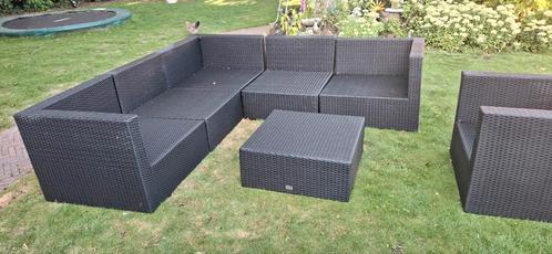 Wicker Loungeset - 240x240 cm, Tuin en Terras, Tuinsets en Loungesets, Gebruikt, Loungeset, Wicker, 5 zitplaatsen, Bank, Bijzettafel