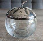 potje jar crystal glas zilveren / verzilverde deksel appel, Antiek en Kunst, Antiek | Glas en Kristal, Ophalen of Verzenden