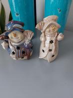 2stuks/  sneeuwman, sneeuwvrouw/ theelichthouders, Diversen, Kerst, Ophalen of Verzenden, Zo goed als nieuw
