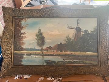 Klassiek Schilderij: Molenlandschap beschikbaar voor biedingen
