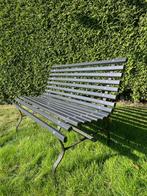 Opgeknapte tuinbank | Stalen onderstel | Hardhouten zitting, Ophalen of Verzenden, Nieuw