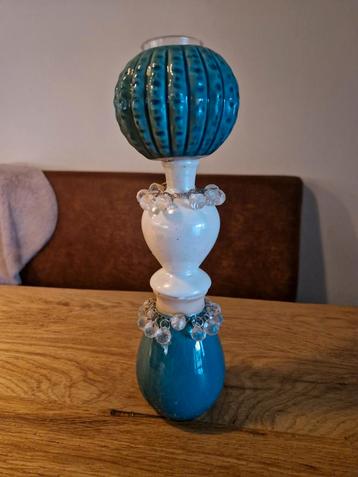 Upsycle kaarsenstandaard  blauw wit beschikbaar voor biedingen