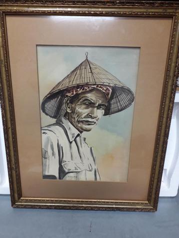 OUDE INDONESISCHE AQUAREL I.Z.G.ST afmeting 53 X 43 cm beschikbaar voor biedingen