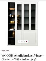 WOOOD Vince Schuifdeurkast Wit Grenen 208x147x46. Buffetkast, Huis en Inrichting, Kasten | Dressoirs, Ophalen, Met deur(en), 100 tot 150 cm