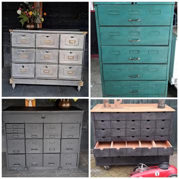 Unieke metalen industriële ladenkasten locker hier te koop  beschikbaar voor biedingen
