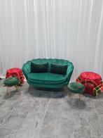 Groen velvet 2-zits bankje, Huis en Inrichting, Banken | Sofa's en Chaises Longues, Ophalen, 150 tot 200 cm, Tweepersoons, 75 tot 100 cm