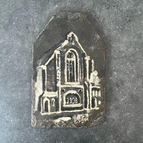 Eddy Sikma kerk geschilderd op leisteen dakpan, Antiek en Kunst, Kunst | Schilderijen | Modern, Ophalen of Verzenden