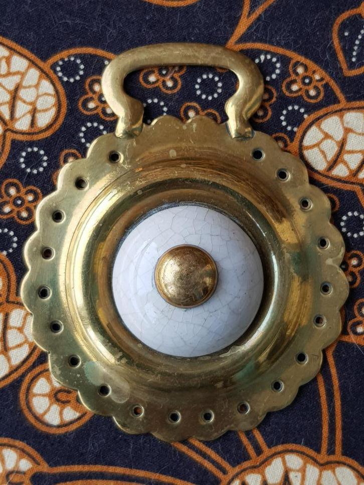 Koper en porselein zeldzaam antiek Engels kleppermannetje., Antiek en Kunst, Antiek | Woonaccessoires, Ophalen of Verzenden
