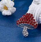 Echte Zirkonia Broche, Overige materialen, Nieuw, Rood, Ophalen