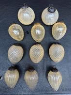 Antieke Craquelé Kerstballen - Beige Glas, Set van 12, Verzenden