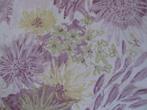 Vintage sjaal met bloemdessin in zacht lila, limegroen, Ophalen of Verzenden, Gedragen, Sjaal