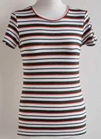 Distrikt Norrebro gestreept t-shirt met goud mt. S, Kleding | Dames, T-shirts, Distrikt Norrebro, Wit, Ophalen of Verzenden, Zo goed als nieuw