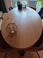 Ovale Eiken Eettafel 200x100 - Stalen matrixpoot, Ophalen, 100 tot 150 cm, Eikenhout, 200 cm of meer