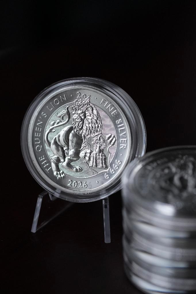 2 oz Tudor Beasts Queens Lion Silver Coin, 2026, Postzegels en Munten, Edelmetalen en Baren, Zilver, Ophalen of Verzenden