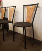 3x eetkamerstoel Zwart metaal met beuken modern stoelen, Ophalen, Gebruikt, Drie, Metaal