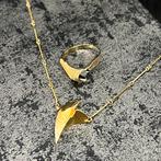 14k gouden set ketting met ring nugget model