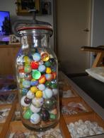 prachtige antieke glazen weckfles met mooie oude knikkers, Ophalen of Verzenden