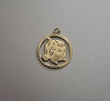 Vintage 14-karaats gouden bedel / hanger: Meisje Hoofd [585] beschikbaar voor biedingen