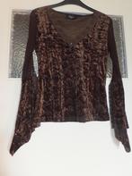 Zgan. Prachtige velvet gipsy bohemian stijl top. Xs 34 / 36., Maat 34 (XS) of kleiner, Bruin, Lange mouw, Zo goed als nieuw