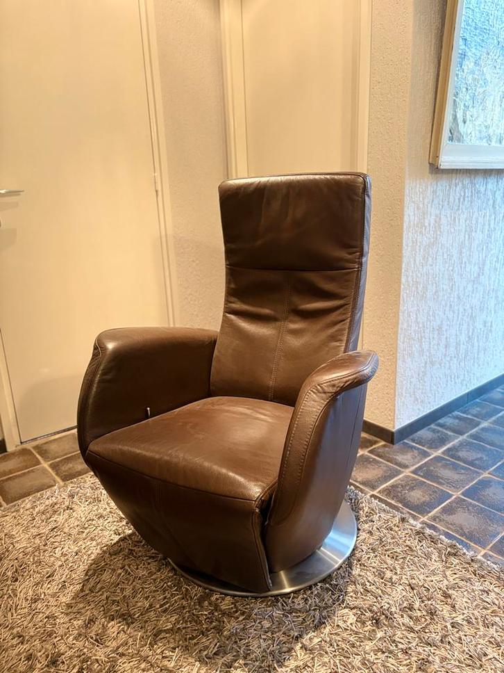 2 Prominent leren relaxstoelen, Huis en Inrichting, Fauteuils, Gebruikt, Leer, 75 tot 100 cm, Minder dan 75 cm, Ophalen