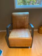 Stoel/ fauteuil bruin leren bekleding van van Bommel cognac, Huis en Inrichting, Fauteuils, Ophalen, Minder dan 75 cm, Leer, Zo goed als nieuw