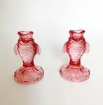 Set van 2 glazen kandelaars - vissen (H12 x ø8 cm), Huis en Inrichting, Woonaccessoires | Kandelaars en Kaarsen, Overige materialen