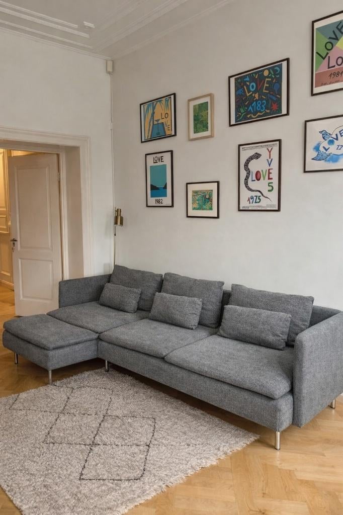 IKEA Söderhamn 4-zitsbank + 2x complete sets hoezen, 250 tot 300 cm, 100 tot 125 cm, Ophalen of Verzenden, Zo goed als nieuw