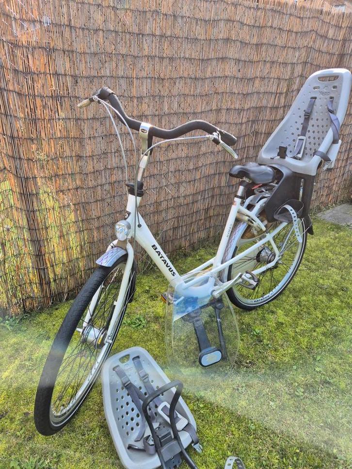 Batavus Mamafiets + 2 Yepp Fietsstoeltjes, Fietsen en Brommers, Fietsen | Dames | Moederfietsen, Gebruikt, Batavus, 2 zitjes, Windscherm