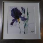 2 Schilderijen Bloemmotief - Grijs Metallic Lijst, Ophalen of Verzenden