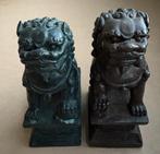Twee oude bronzen beschermleeuwen / foo dogs, Antiek en Kunst, Ophalen of Verzenden