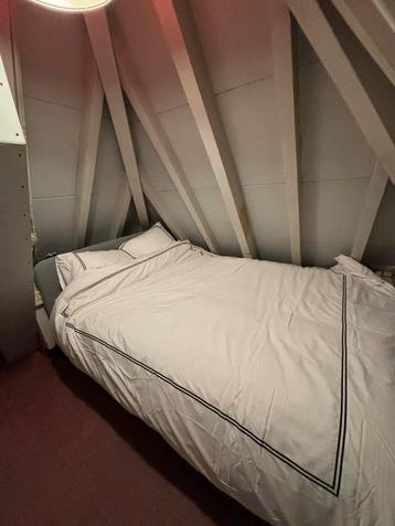 Tweepersoonsbed - Grijs, Stof, 140x200 cm beschikbaar voor biedingen