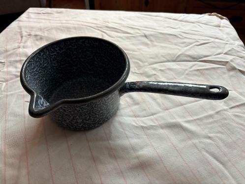 Grijs Gewolkt emaille - Melkpannetje, Antiek en Kunst, Antiek | Emaille, Ophalen of Verzenden