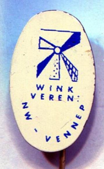 Wink veren. NW Vennep blik molen speldje ( W_098a ) beschikbaar voor biedingen