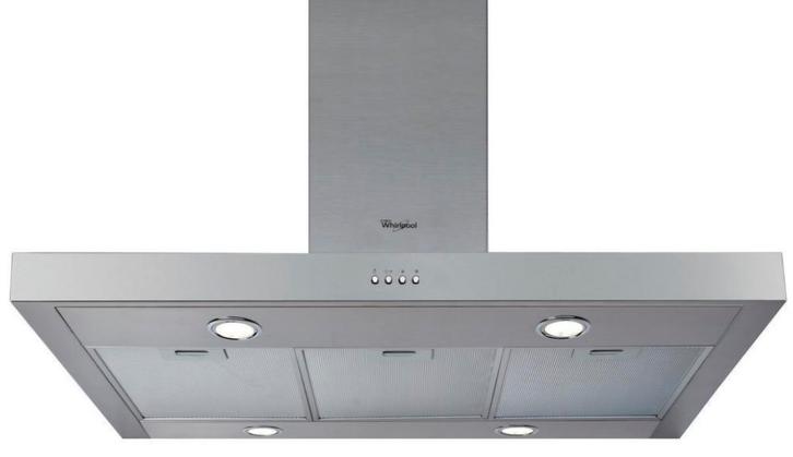 Whirlpool WIB93LMX, Witgoed en Apparatuur, Afzuigkappen, Gebruikt, Vrijstaand, Wandschouwkap, 400 tot 600 m³ per uur, Motor, Ophalen of Verzenden