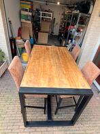 Hoge mangohouten eettafel + stoelen, Huis en Inrichting, Tafels | Eettafels, Zo goed als nieuw, 150 tot 200 cm, Rechthoekig, 50 tot 100 cm